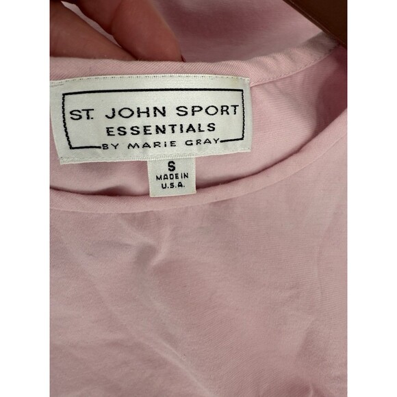 ST John Sport Essentials Marie Gray Easy Wear Pink Tee Size Small USA Made - Picture 6 of 10